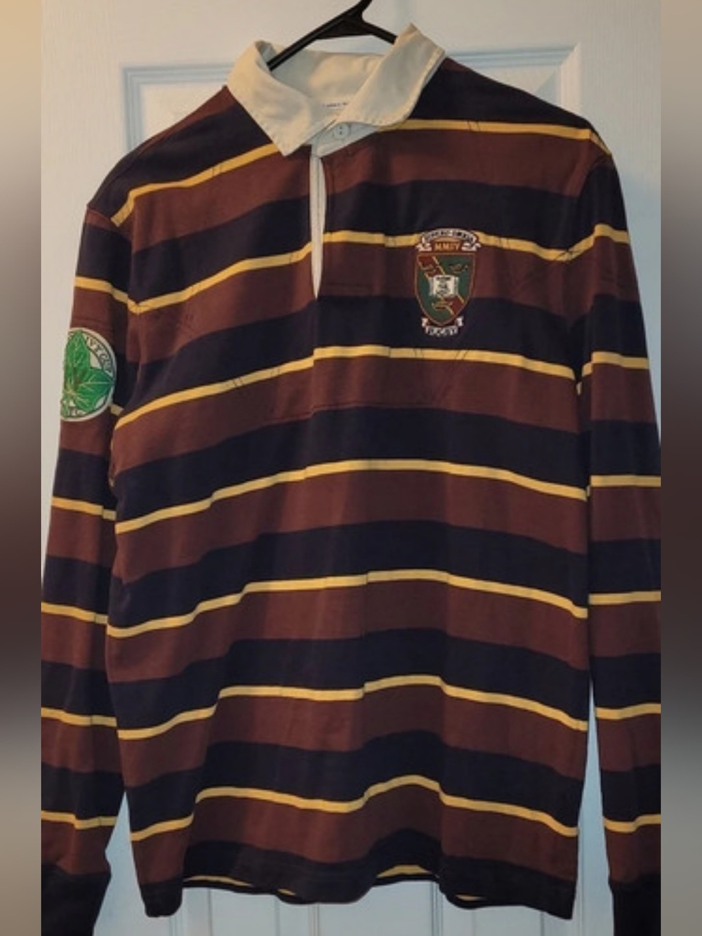 Ralph Lauren Classic Fit Embroidered Rugby Shirt Men's Polo Maroon & Yellow